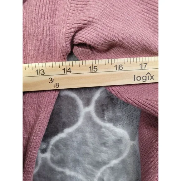 Vici Wrap Ribbed Cropped Sweater Sz S Lantern Sleeves Pink Cowgirl Core Boho - Picture 3 of 5